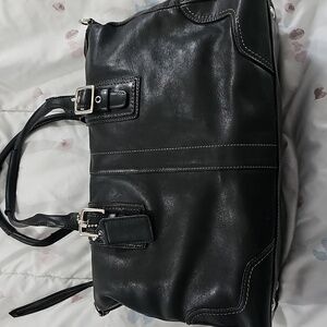Coach Hampton Smooth Black Leather Shoulder & Crossbody with strap